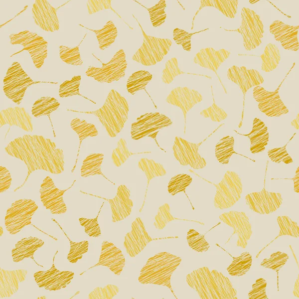 Texture automnale avec feuilles de ginkgo raclées. Modèle sans couture . — Image vectorielle