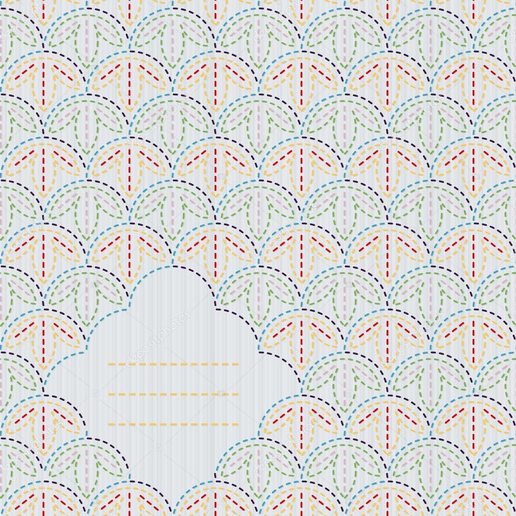 Abstract sashiko background with copy space for text.