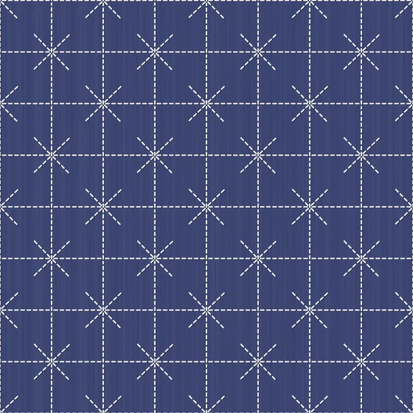 Antique japanese fancywork. Sashiko. Seamless pattern. — Stock Vector