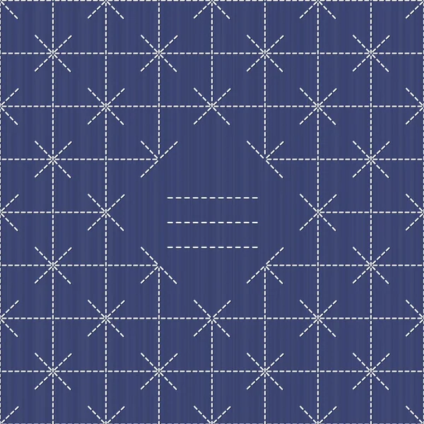 Monochromes Sashiko-Motiv mit Kopierraum für Text. — Stockvektor