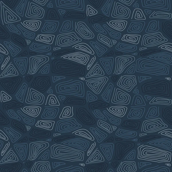 Handgezeichnete Wirbel. nahtloses Muster. dunkelblauer Hintergrund. — Stockvektor