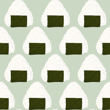 Onigiri (Japon pirinç topu) arka plan. Seamless modeli.