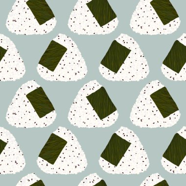 Onigiri (Japon pirinç topu) susam ile. Seamless modeli