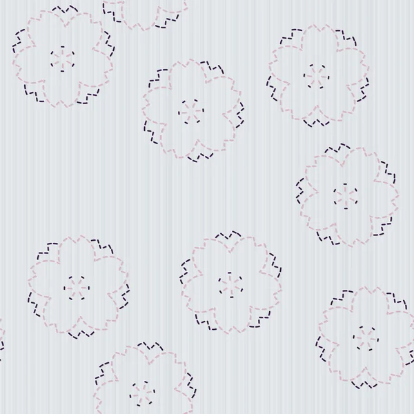 봄 일본 바느질입니다. 사쿠라 꽃으로 Sashiko입니다. Seamles — 스톡 벡터