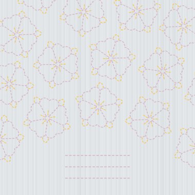 Bahar Japon posta kartı. Sashiko. Sakura çiçekler.
