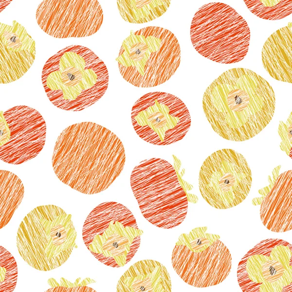 Seamless persimmon pattern. Fruit background. — Stock Vector