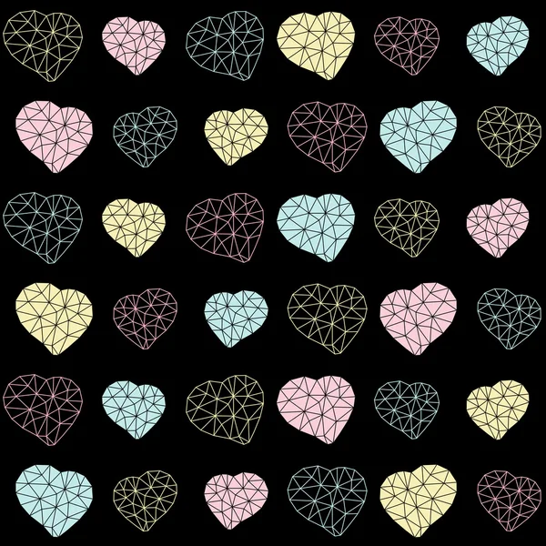 Seamless Valentine's background. Polygonal hearts. — Stock Vector