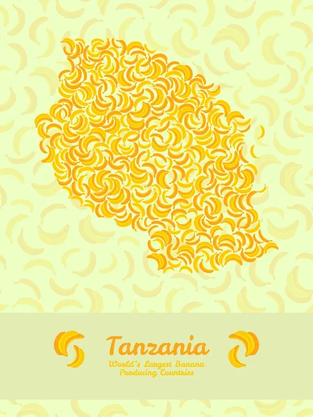 Tansania-Kartenposter. Gesunde Ernährung Postkarte. — Stockvektor