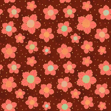 Doodle çiçekler. Sarmal orta. Seamless modeli.