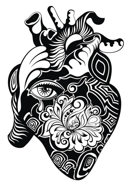 Tattoo decorative heart — Stock Vector