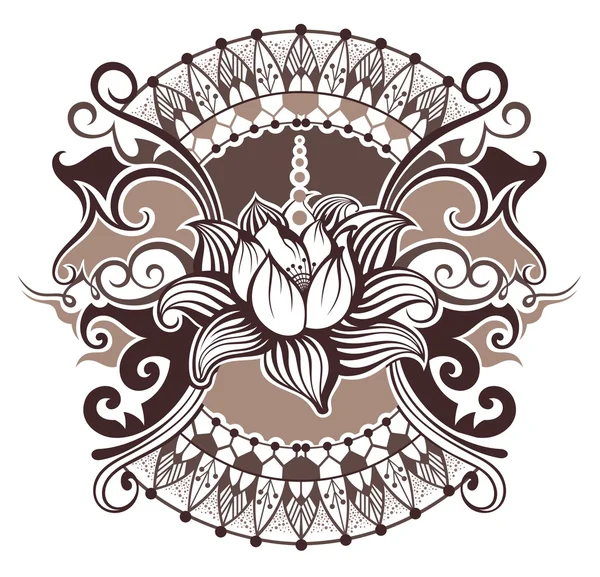 Lotus flower.Tattoo — Stock Vector