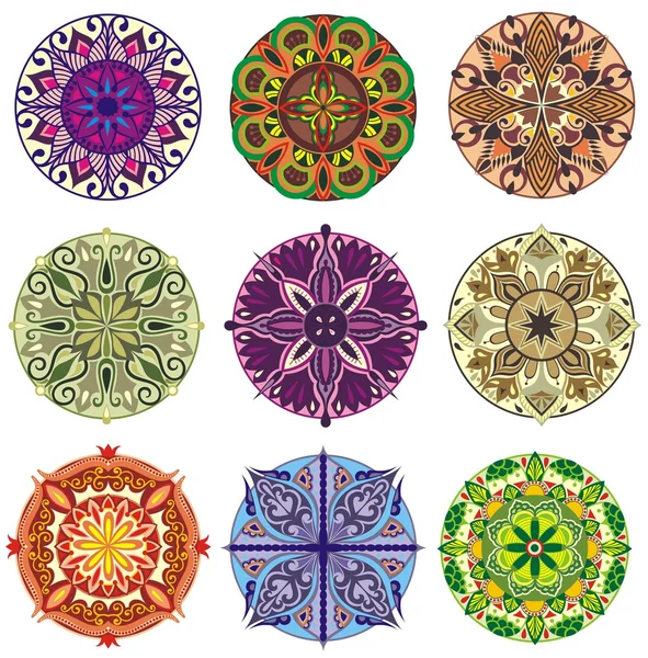 Mandalas Sammlung. Muster mit runden Ornamenten. — Stockvektor