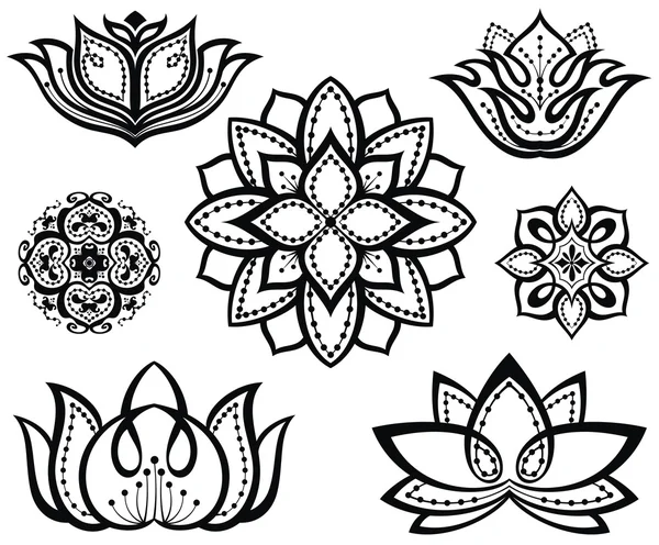 Reihe von dekorativen Lotusblüten — Stockvektor