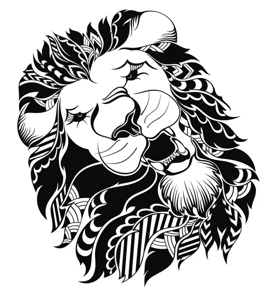 Lion head - teken concept vectorillustratie — Stockvector