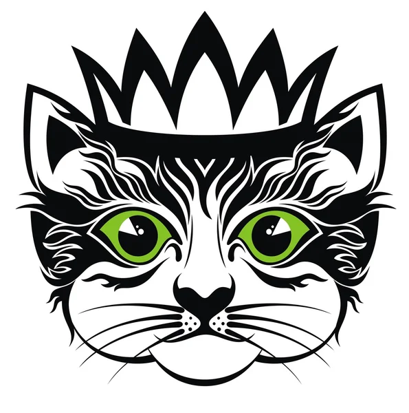 Black cat with crown — Stock Vector