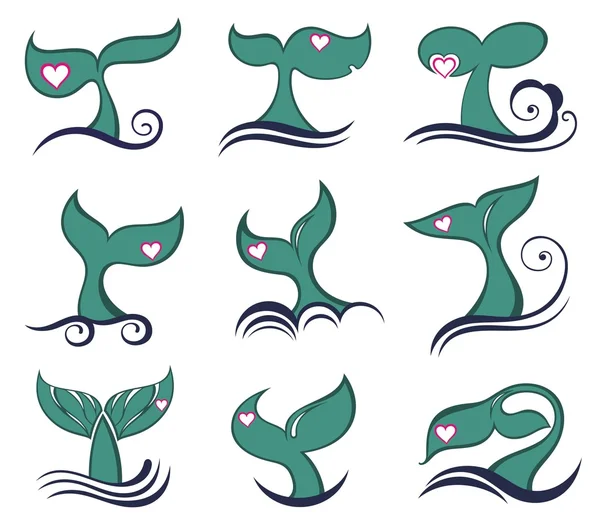 Иконы хвоста кита — стоковый вектор