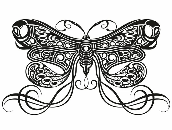 Fantasie Schmetterling Tätowierung Gemusterter Schmetterling — Stockvektor
