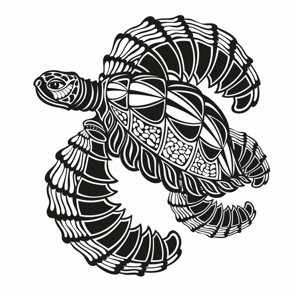 Grafisk Havssköldpadda Vektor Illustration Djur — Stock vektor