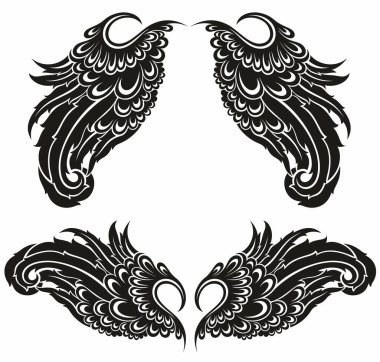 Kanat Koleksiyonu illüstrasyonu, Kanat Simgesi vektörü kümesi