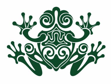 Vektör illüstrasyonu tropikal kurbağa. Sanat kurbağası logosu tasarımı.