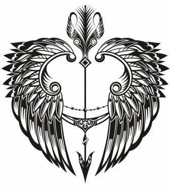 Kanatlar ve ok. Boho oklu logo kanatları