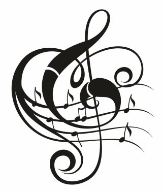 Treble Anahtar çizgisi simgesi, müzik ve enstrüman, işaret vektör grafikleri