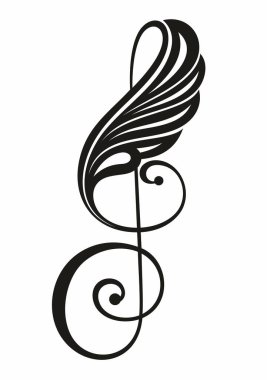 Treble Anahtar çizgisi simgesi, müzik ve enstrüman, işaret vektör grafikleri