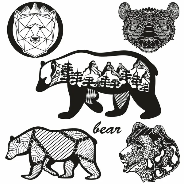 Ведмідь Силует Логотипи Векторні Ілюстрації Тварин Ведмідь Значок Сучасні Символи — стоковий вектор
