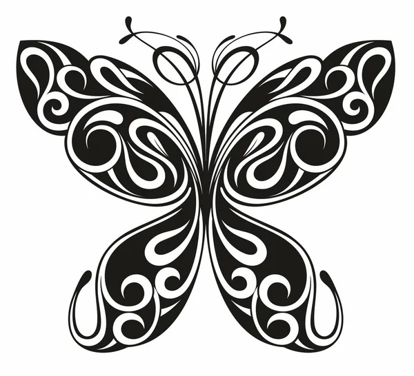 Icône Graphique Papillon Tatouage Papillon Isolé Sur Fond Blanc — Image vectorielle