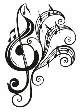 Müzik dövmesi. Web sitesi tasarımı için not sembolü -