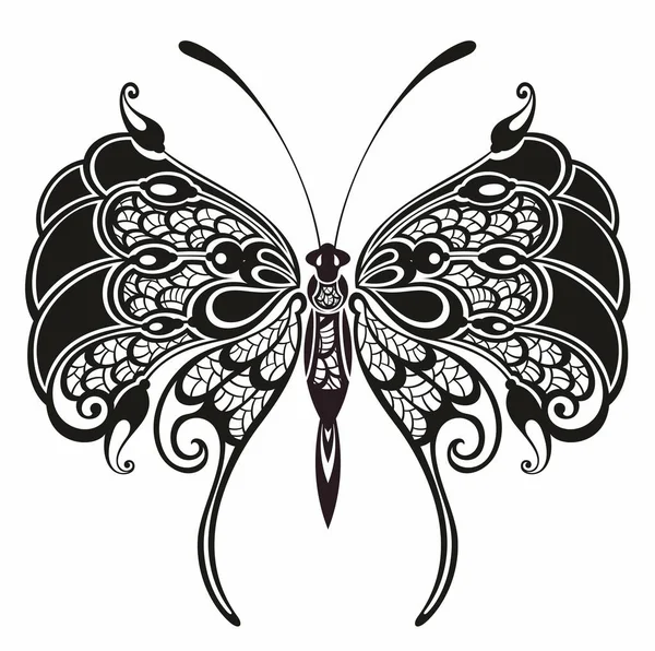 Dekorative Abstrakte Doodle Design Schmetterling — Stockvektor