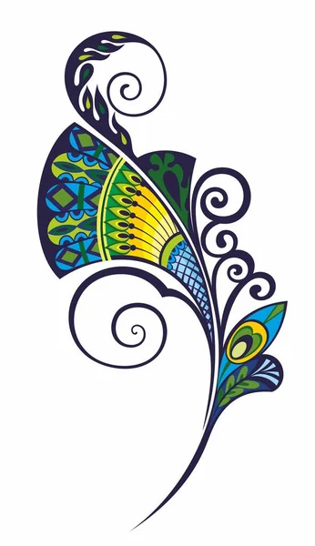 Peacock Feather Decorative Composition Vectorielle Paon — Image vectorielle