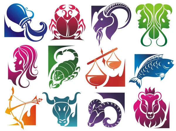 Beyaz arka plan üzerinde izole zodyak simgeler kümesi