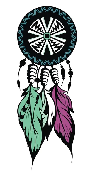 Atrapasueños, protección, símbolo de los indios americanos — Vector de stock