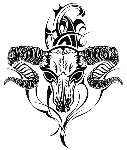 Dövme kafatası keçi — Stok Vektör