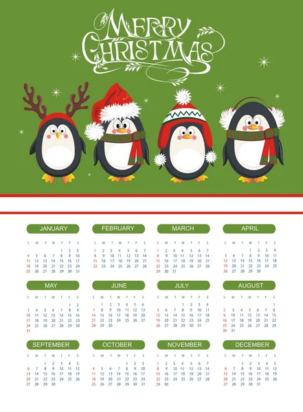 Merry Christmas illustration with calendar — Stock Vector