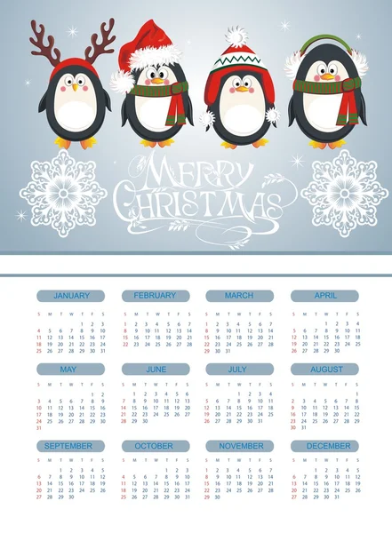 Merry Christmas card with penguins — Stock Vector