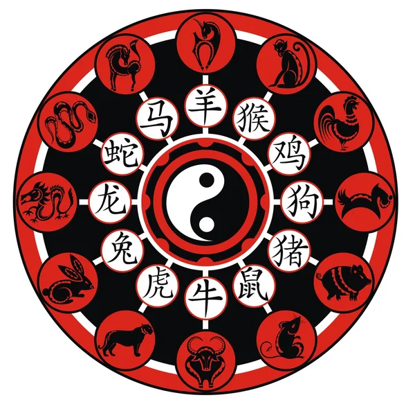 Segni zodiacali cinesi design — Vettoriale Stock