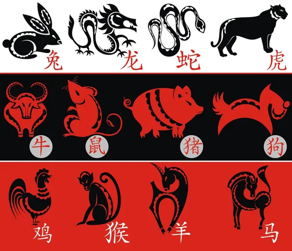 Signos del zodiaco chino — Vector de stock