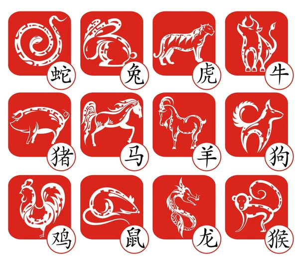 Diseño de signos del zodiaco chino — Vector de stock