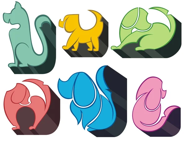 Conjunto de símbolos de icono de perro — Archivo Imágenes Vectoriales