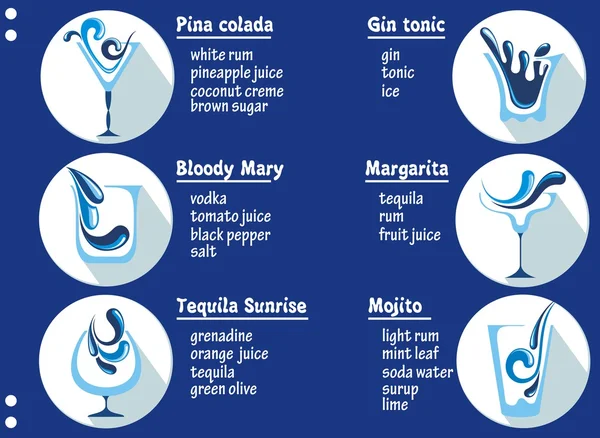 Menù bevande alcoliche — Vettoriale Stock
