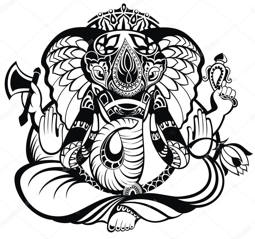 Vector illustration of an Indian god Ganesha