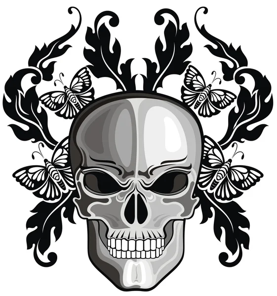 Skulls with floral patterns — Stock Vector