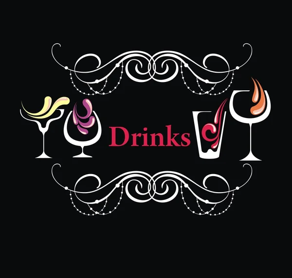 Verschillende drankjes. Menu — Stockvector