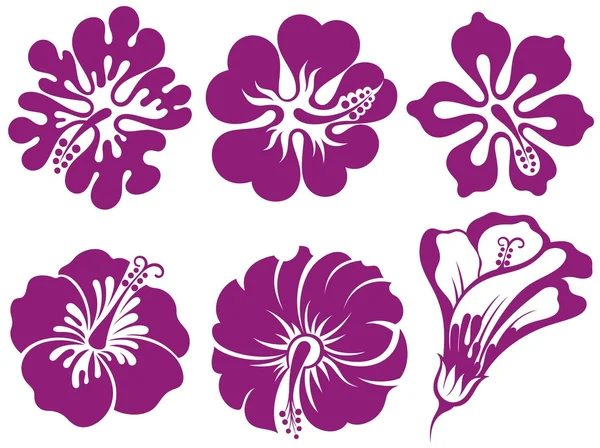 Hibiscus silhouettes vector set — Stock Vector