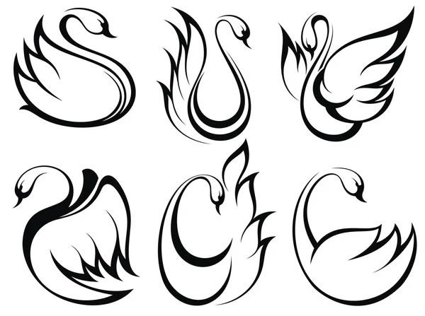 Conjunto de símbolos de cisne — Vetor de Stock