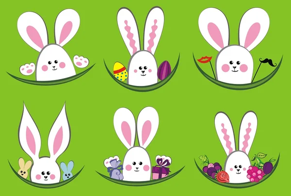 Collection colorée de lapin de Pâques — Image vectorielle
