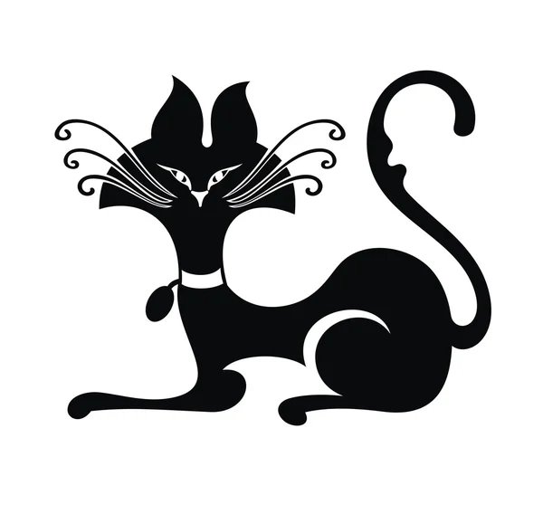 Siyah kedi silüeti — Stok Vektör