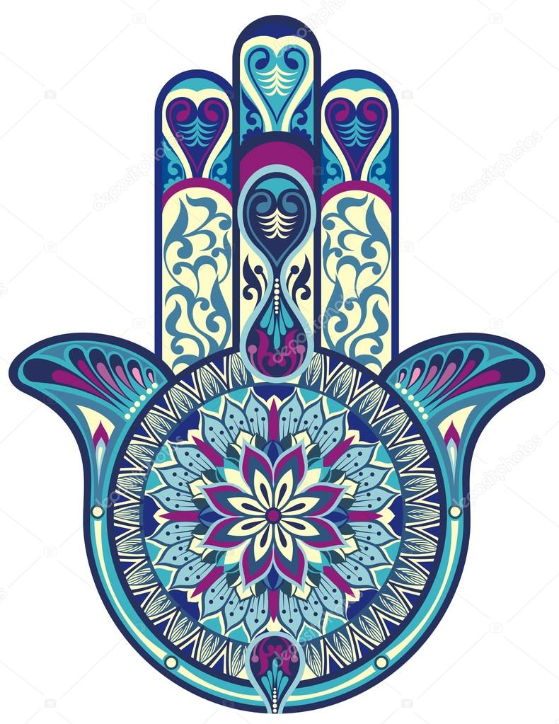 Hamsa hand.Decorative vector hand — Stock Vector © Ksyshakiss #71167481